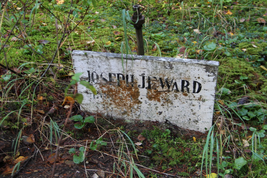 Grave of Joseph J. F. Ward in the Pioneer Cemetery at Skagway, Alaska