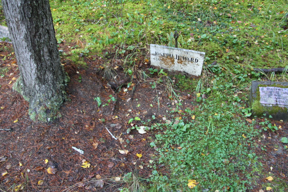 Grave of Joseph J. F. Ward in the Pioneer Cemetery at Skagway, Alaska