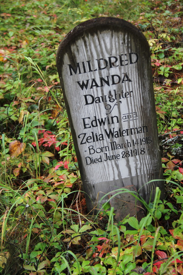 Grave of Mildred Wanda Waterman in the Pioneer Cemetery at Skagway, Alaska