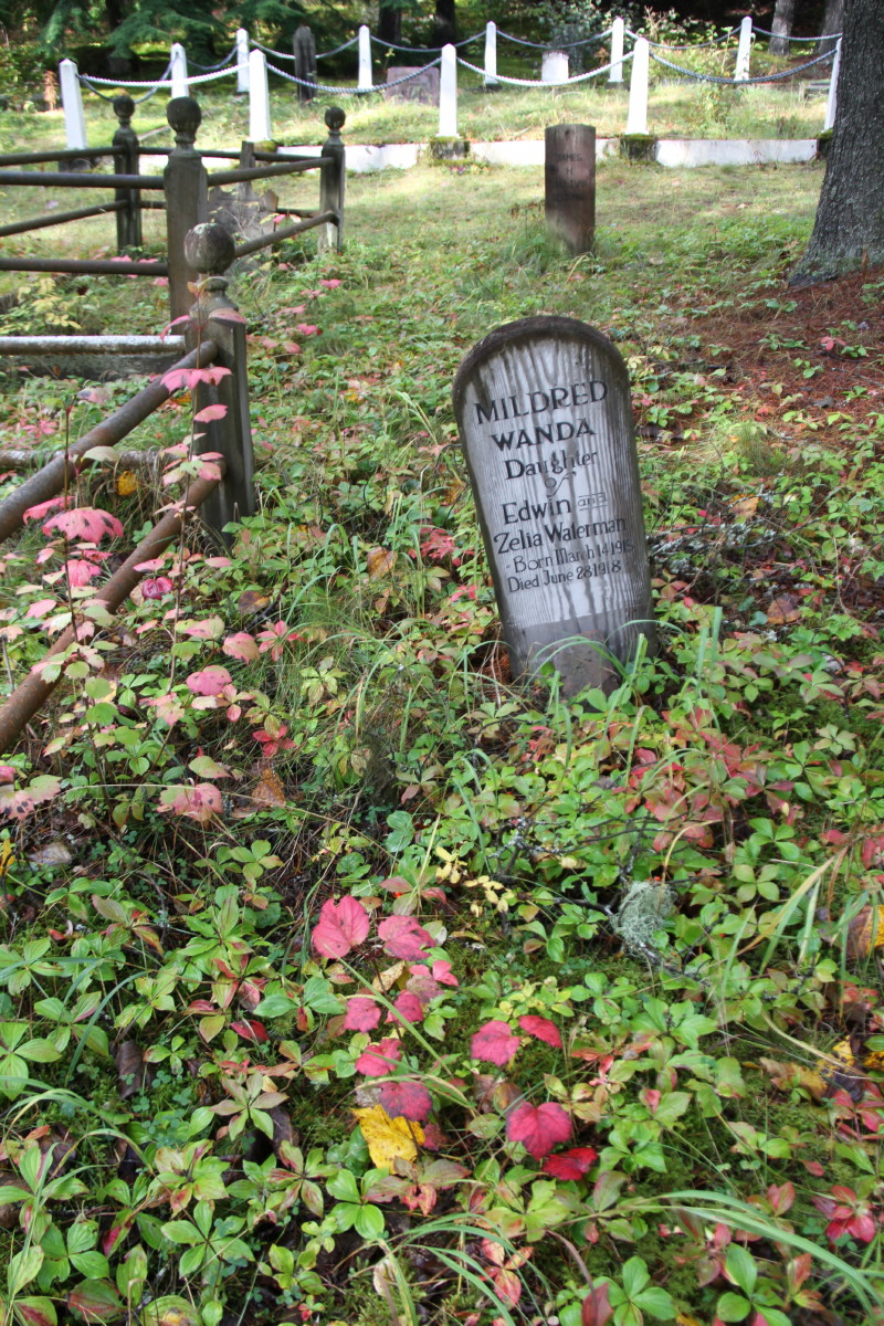 Grave of Mildred Wanda Waterman in the Pioneer Cemetery at Skagway, Alaska
