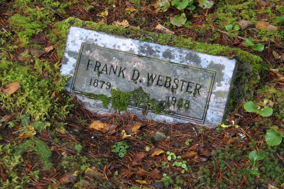 Grave of Frank Douglas Webster in the Pioneer Cemetery at Skagway, Alaska