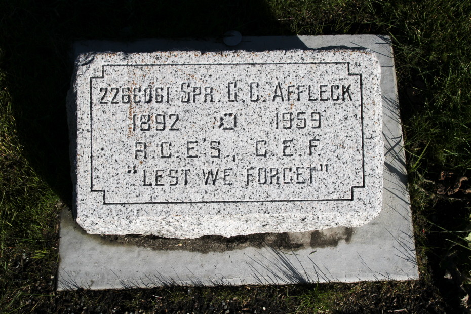 Grave of George Campbell Affleck in the Whitehorse Pioneer Cemetery, Yukon