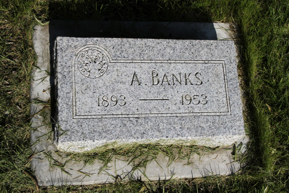 Grave of A. Banks in the Whitehorse Pioneer Cemetery, Yukon