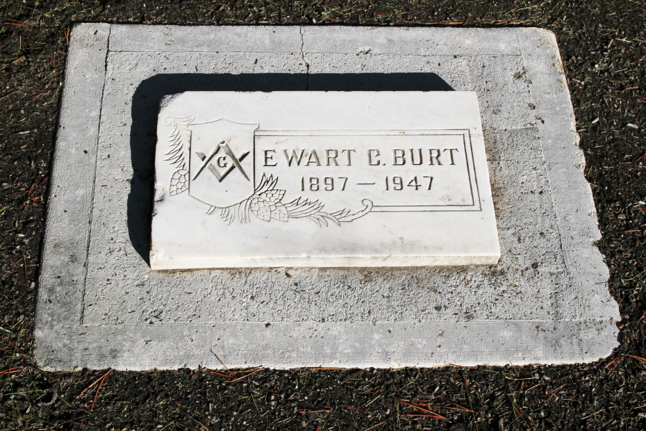 Grave of Ewart C. Burt in the Whitehorse Pioneer Cemetery, Yukon