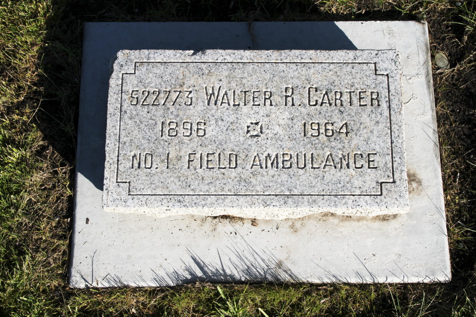 Grave of Walter R. Carter in the Whitehorse Pioneer Cemetery, Yukon