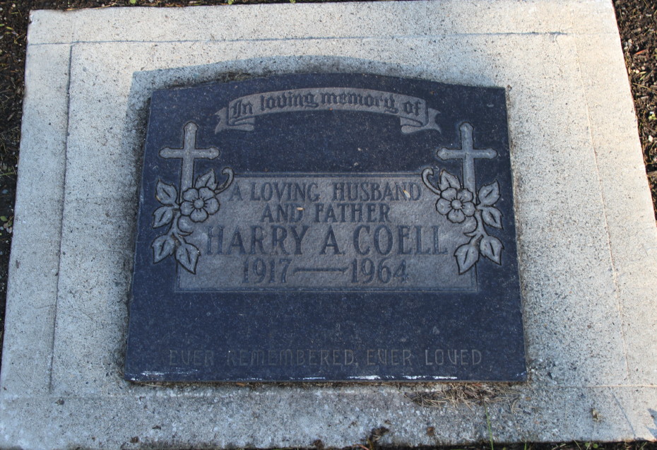 Grave of Harry A. Coell in the Whitehorse Pioneer Cemetery, Yukon
