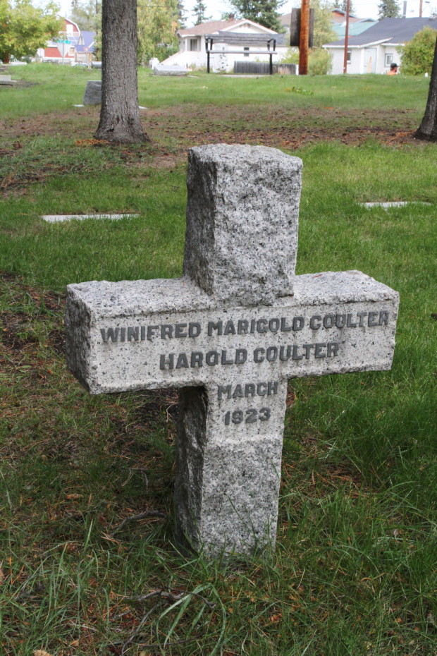 Grave of Harold Coulter and Winifred Marigold Coulter in the Whitehorse Pioneer Cemetery, Yukon