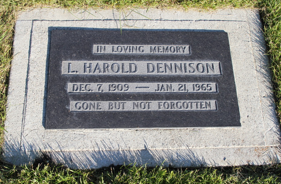 Grave of Lionel Harold Dennison in the Whitehorse Pioneer Cemetery, Yukon, 2018