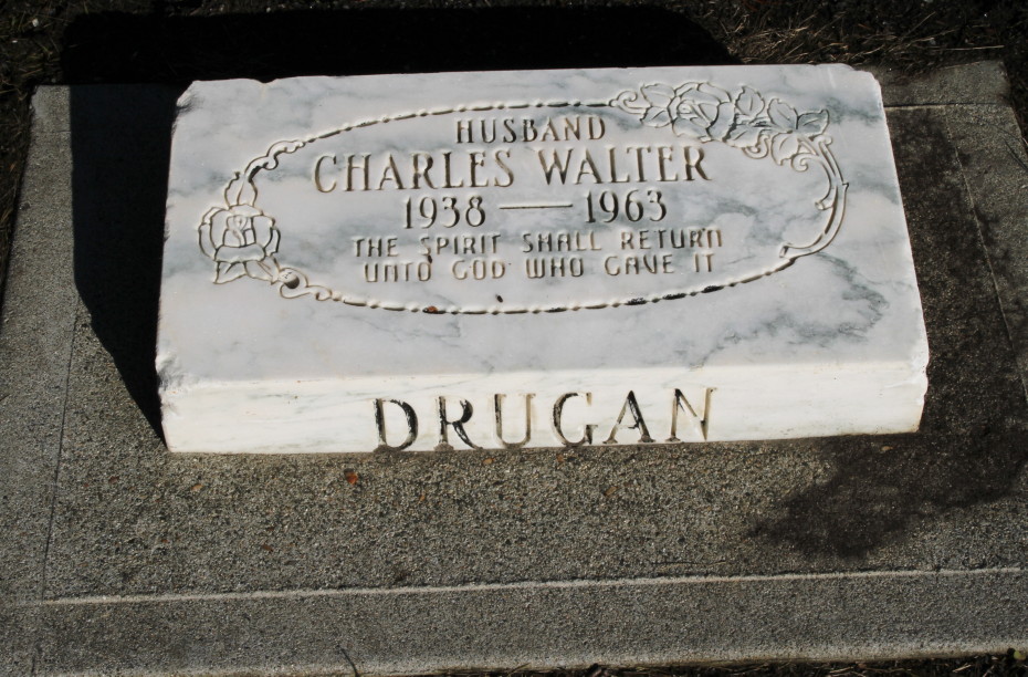 Grave of Charles Walter Drugan in the Whitehorse Pioneer Cemetery, Yukon