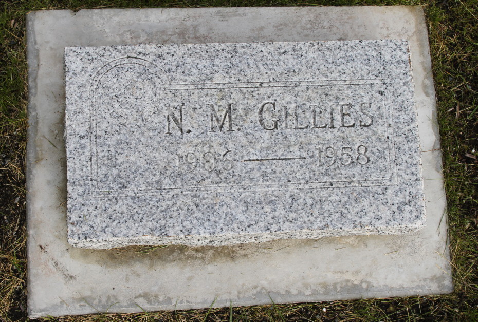 Grave of Norman McDonald Gillies in the Whitehorse Pioneer Cemetery, Yukon