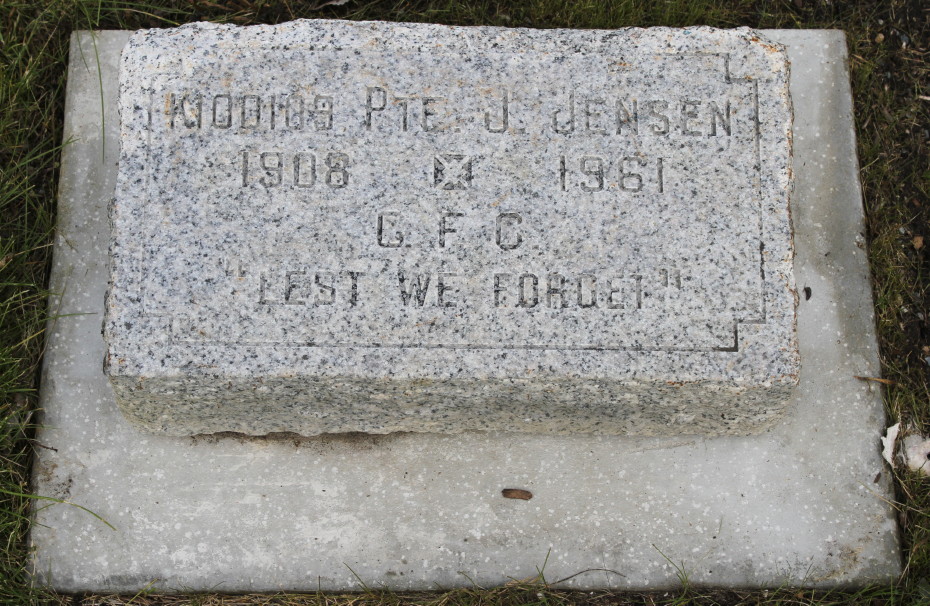 Grave of J. Jensen in the Whitehorse Pioneer Cemetery, Yukon