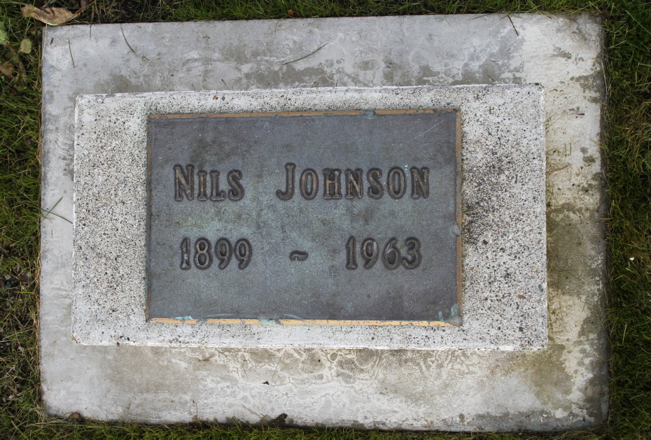 Grave of Nils Johnson in the Whitehorse Pioneer Cemetery, Yukon