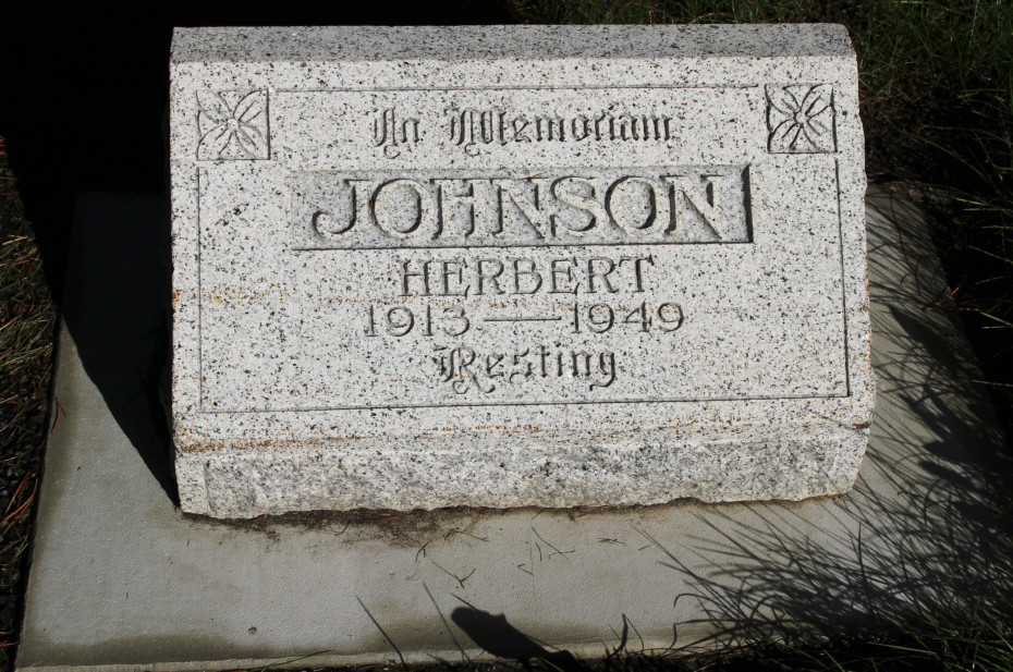 Grave of Herbert Johnson in the Whitehorse Pioneer Cemetery, Yukon
