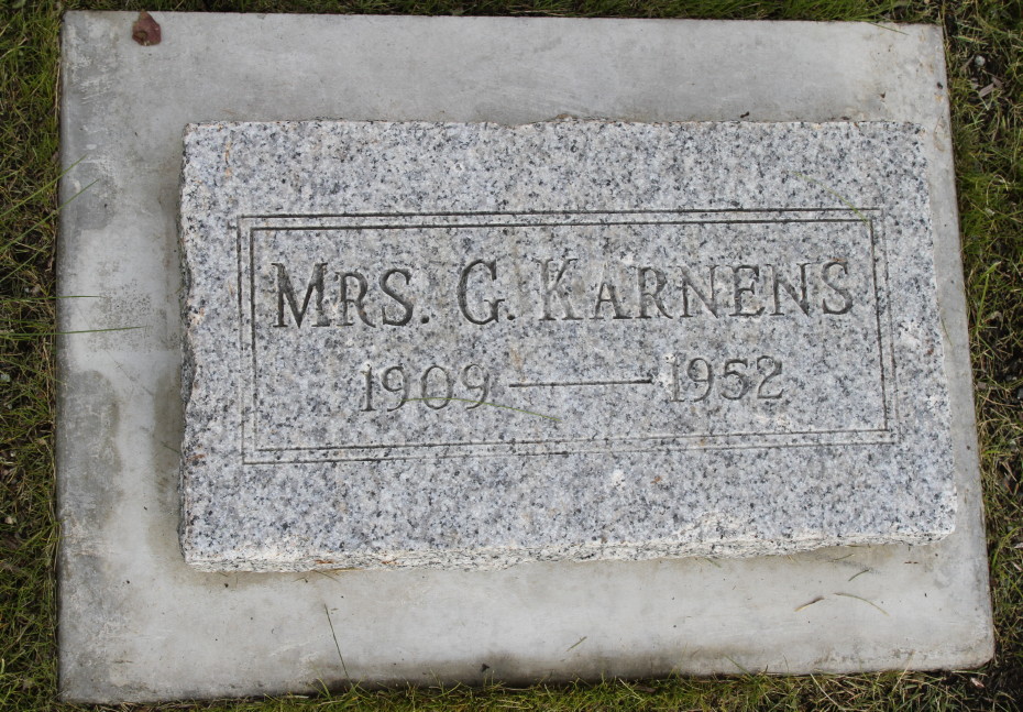 Grave of Gwendoline Karnens in the Whitehorse Pioneer Cemetery, Yukon