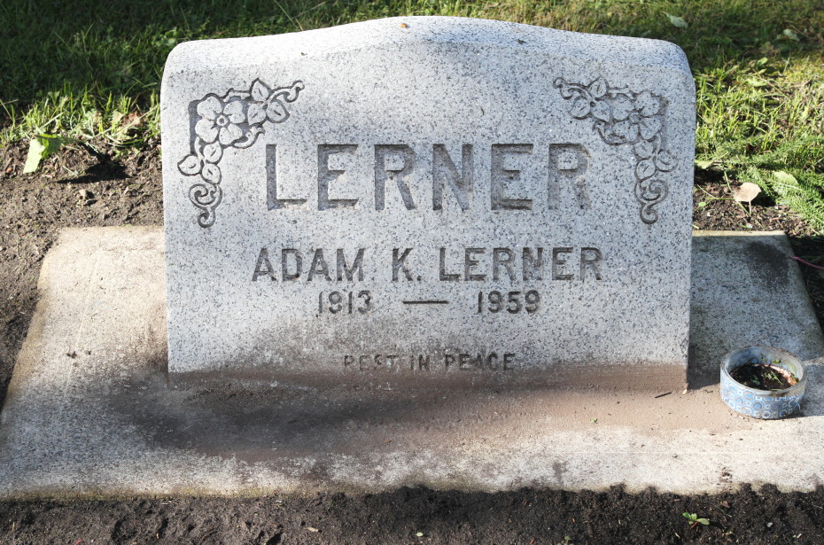 Grave of Adam K. Lerner in the Whitehorse Pioneer Cemetery, Yukon, 2018