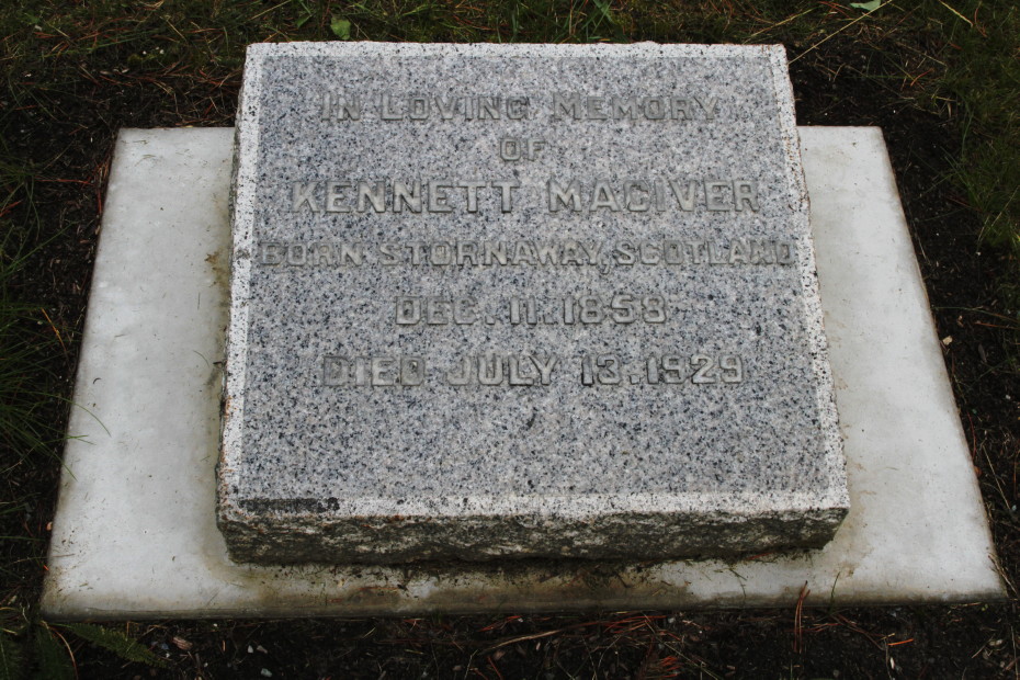 Grave of Kennett Maciver in the Whitehorse Pioneer Cemetery, Yukon