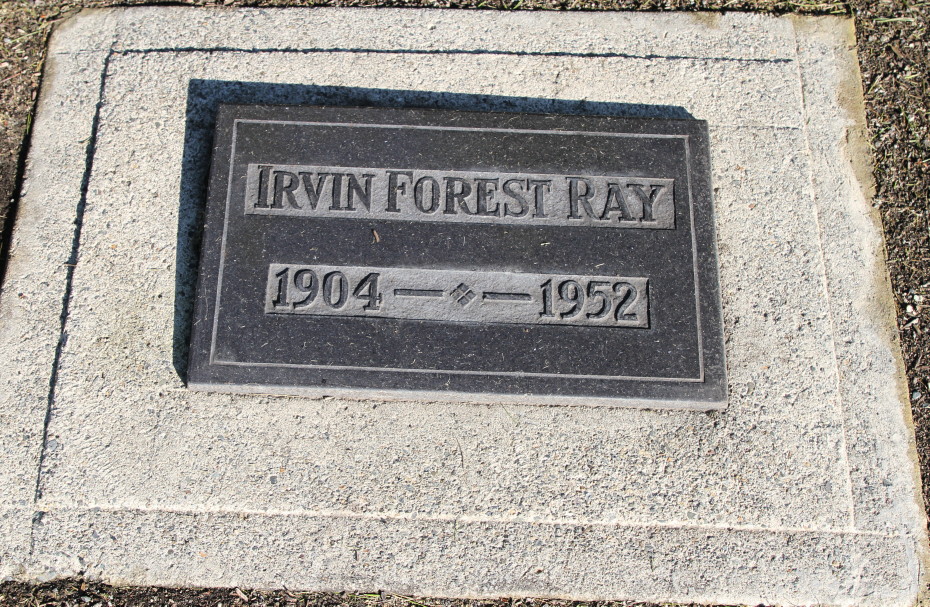 Grave of Irvin Forest Ray in the Whitehorse Pioneer Cemetery, Yukon, 2018
