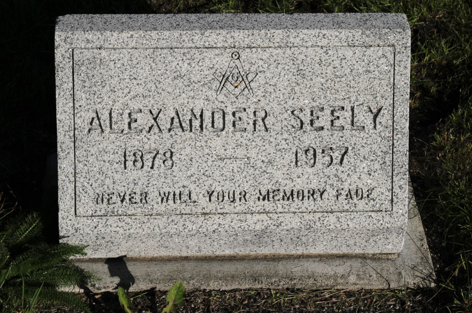 Grave of Alexander 'Alex' Seely in the Whitehorse Pioneer Cemetery, Yukon, 2018