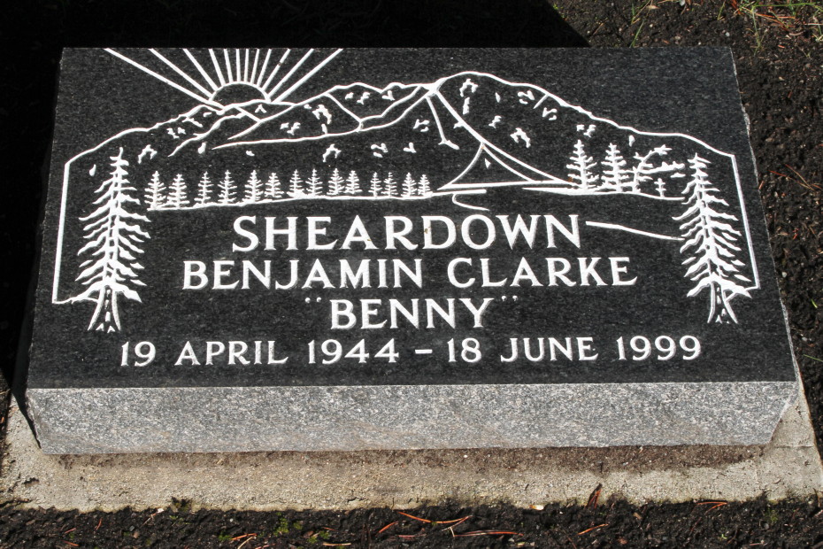 Grave of Benjamin Clarke 'Benny' Sheardown in the Whitehorse Pioneer Cemetery, Yukon, 2018