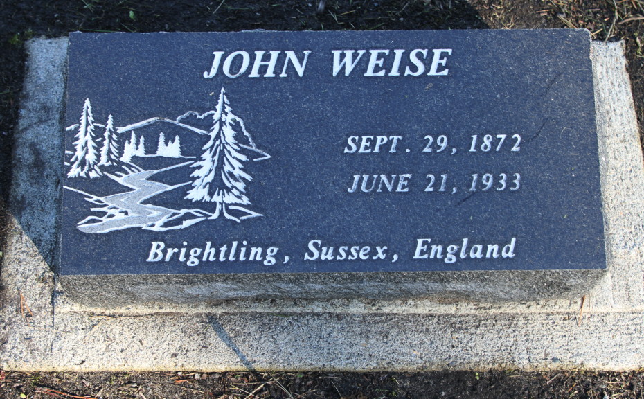 Grave of John Weise in the Whitehorse Pioneer Cemetery, Yukon, 2018