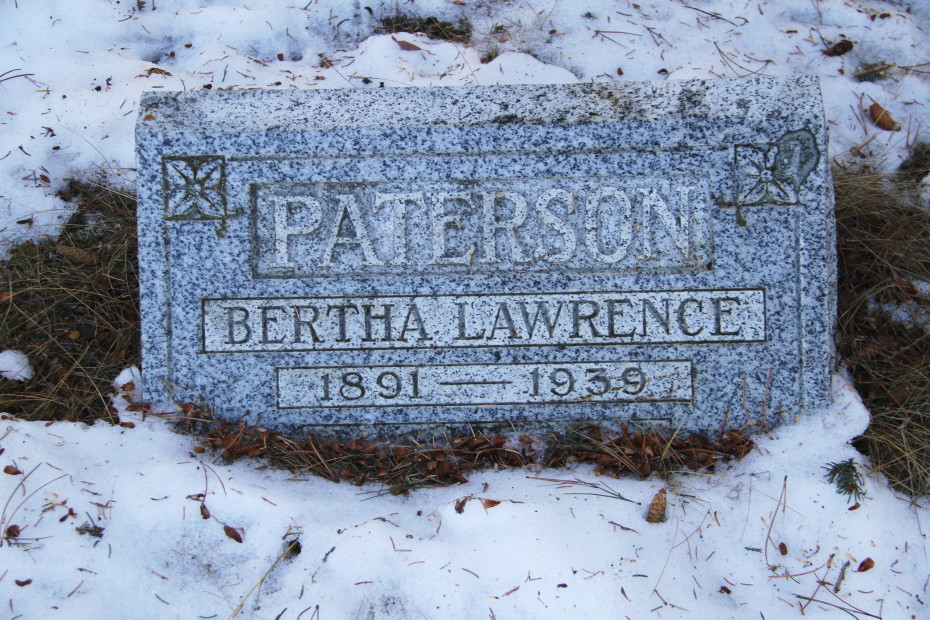 Grave of Bertha Lawrence Paterson in the Whitehorse Pioneer Cemetery, Yukon
