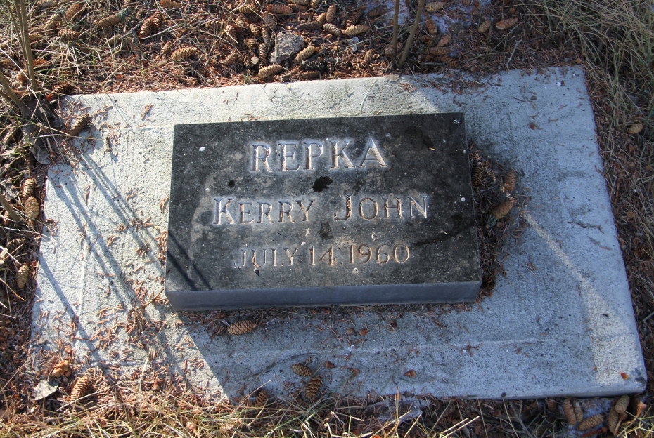 Grave of baby Kerry John Repka in the Whitehorse Pioneer Cemetery, Yukon