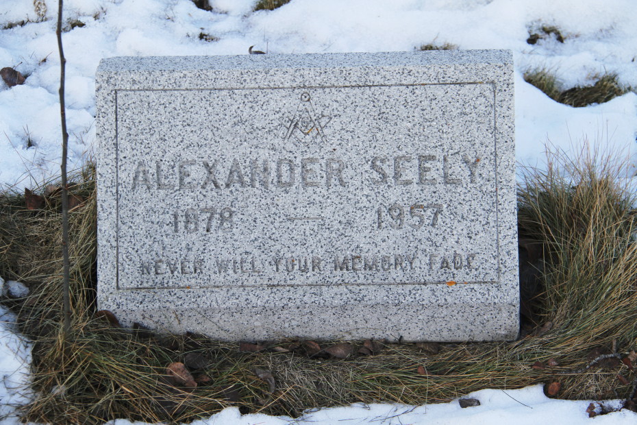 Grave of Alexander 'Alex' Seely in the Whitehorse Pioneer Cemetery, Yukon, 2017