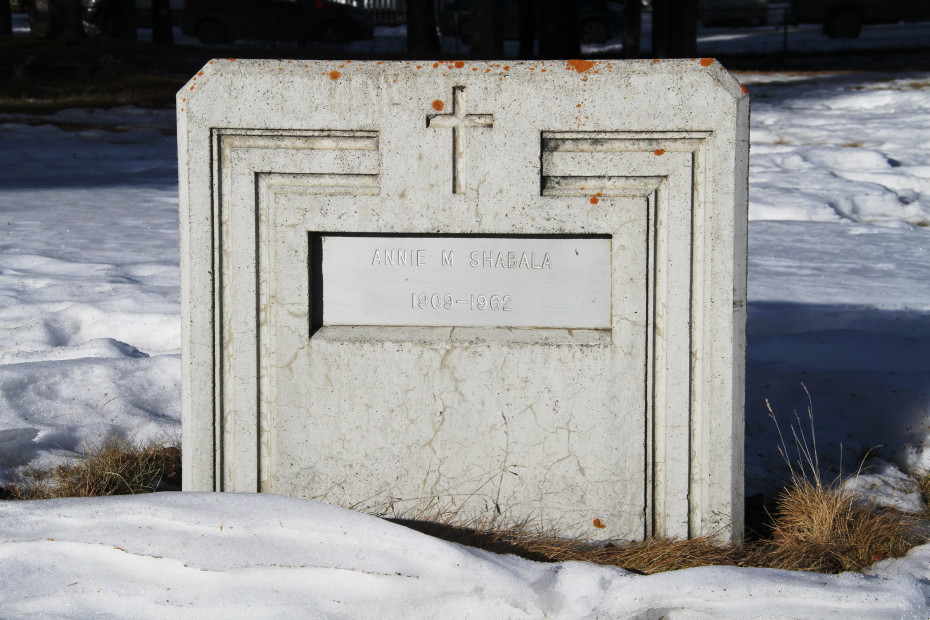 Grave of Annie May Shabala in the Whitehorse Pioneer Cemetery, Yukon, 2017