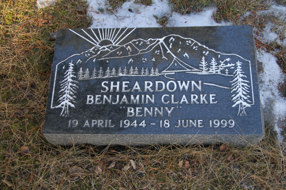 Grave of Benjamin Clarke 'Benny' Sheardown in the Whitehorse Pioneer Cemetery, Yukon, 2017