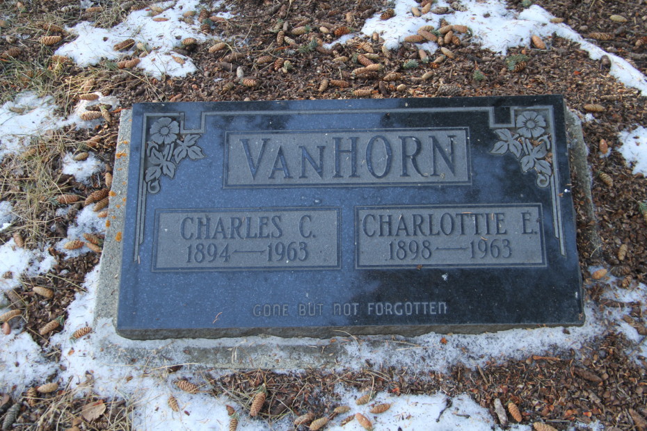 Grave of Charles C. VanHorn and Charlottie E. VanHorn in the Whitehorse Pioneer Cemetery, Yukon