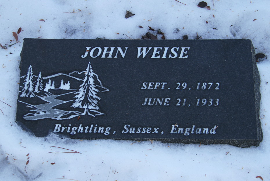 Grave of John Weise in the Whitehorse Pioneer Cemetery, Yukon, 2017