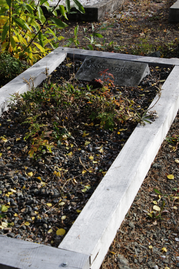 Grave of Winnie Acheson in the Atlin Cemetery, BC