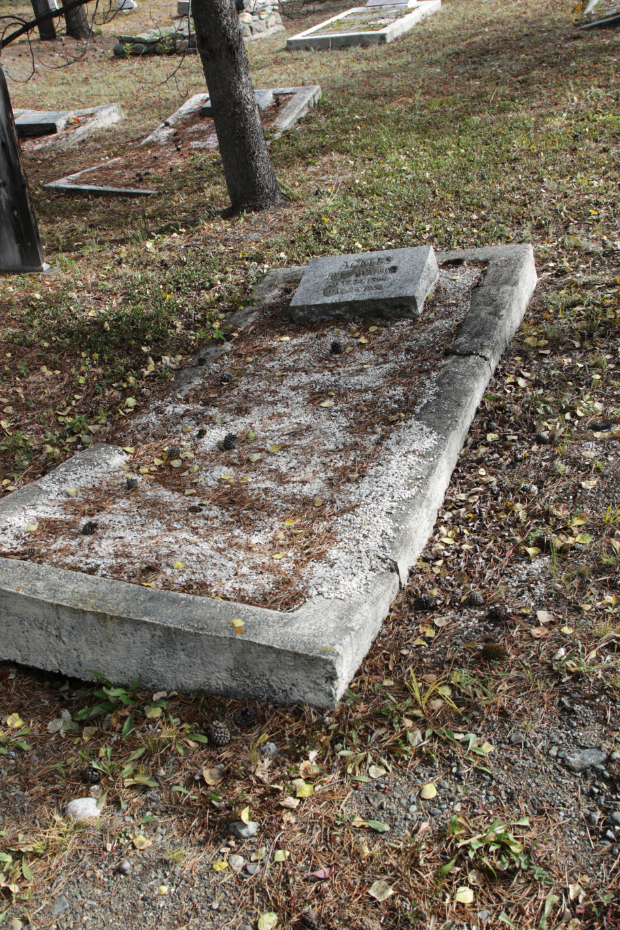 Grave of Fred Watson Ackles in the Atlin Cemetery, BC