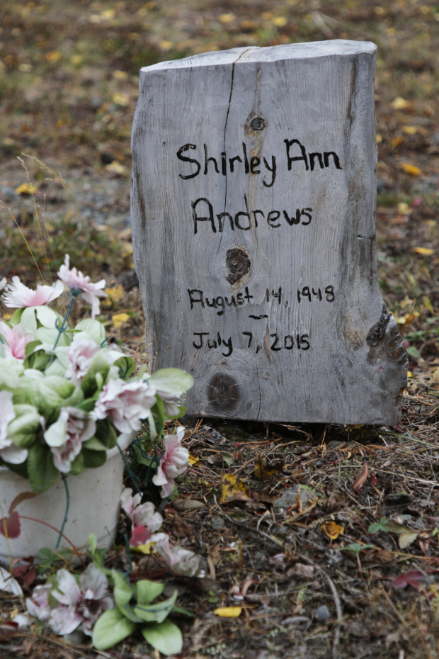 Grave of Shirley Ann Andrews in the Atlin Cemetery, BC
