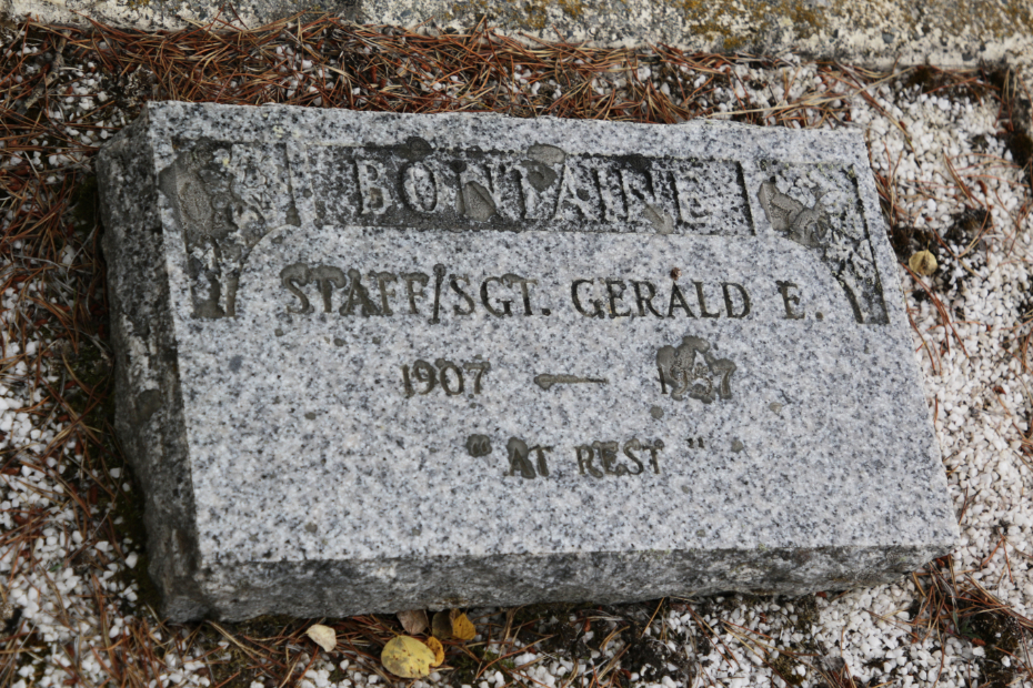 Grave of Staff/Sgt. Gerald Ellsworth Bontaine in the Atlin Cemetery, BC