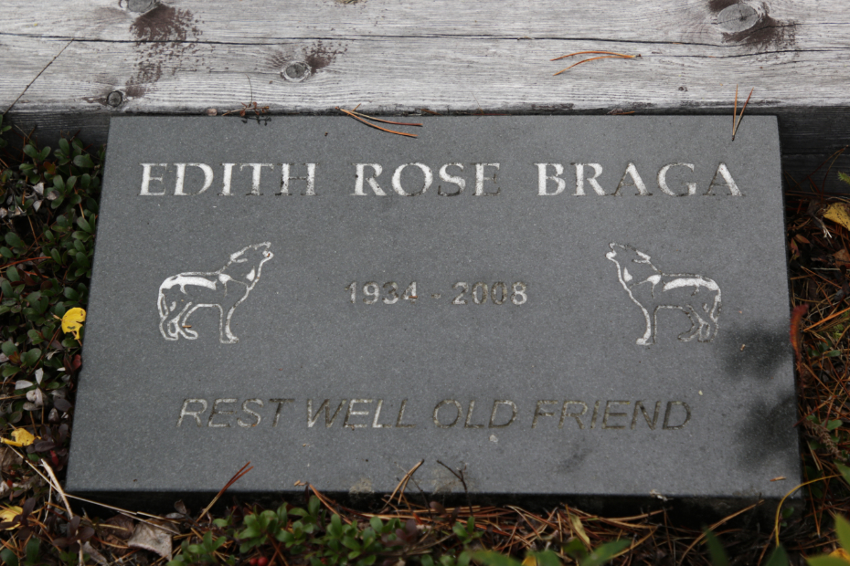 Grave of Edith Rose Braga in the Atlin Cemetery, BC