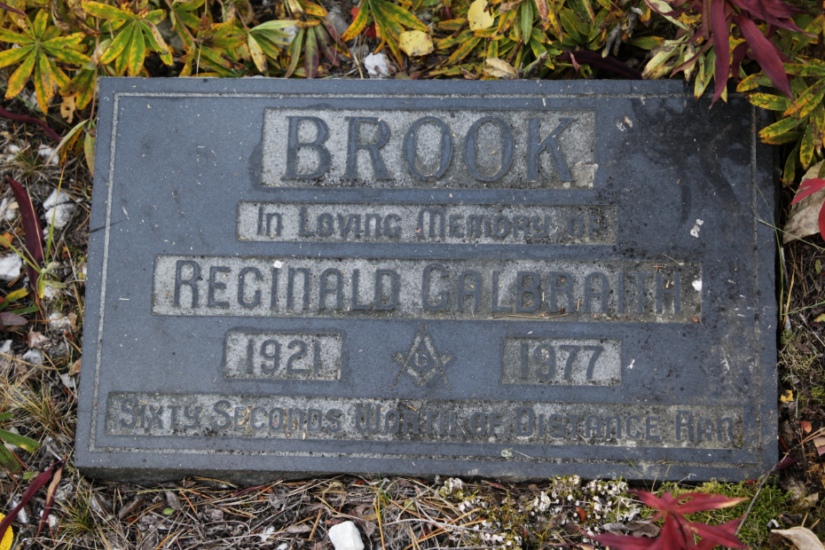 Grave of Reginald Galbraith Brook in the Atlin Cemetery, BC