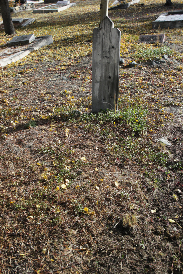 Grave of John Morgan 'Tom' Bryan in the Atlin Cemetery, BC