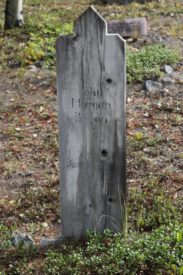 Grave of John Morgan 'Tom' Bryan in the Atlin Cemetery, BC