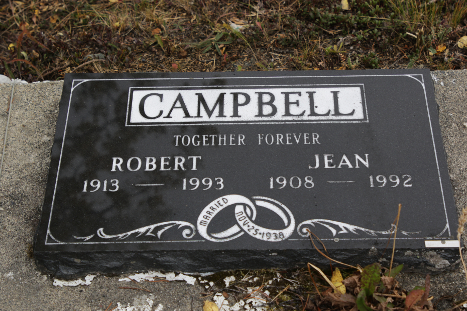 Grave of Robert and Jean Campbell in the Atlin Cemetery, BC