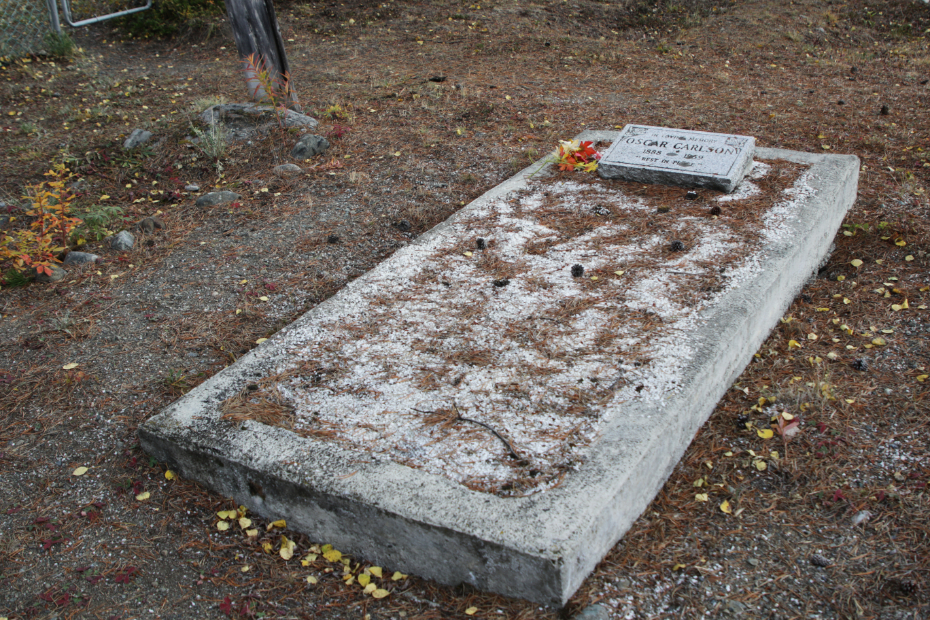 Grave of Oscar Carlson in the Atlin Cemetery, BC