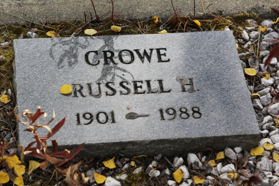 Grave of Russell H. Crowe in the Atlin Cemetery, BC