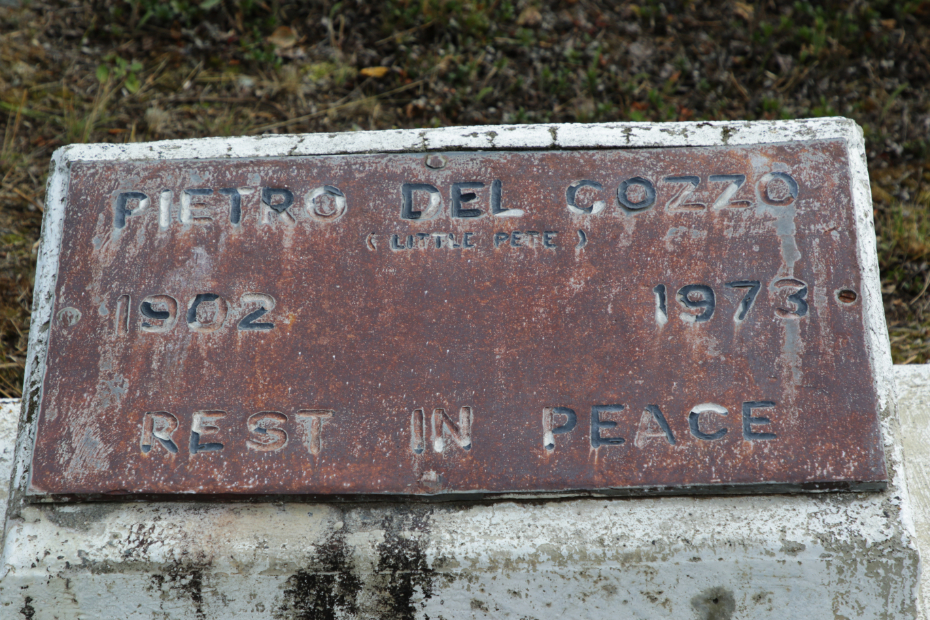 Grave of Pietro 'Little Pete' Del Cozzo in the Atlin Cemetery, BC