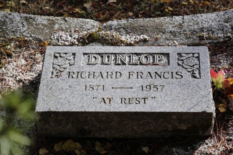 Grave of Richard Francis Dunlop in the Atlin Cemetery, BC
