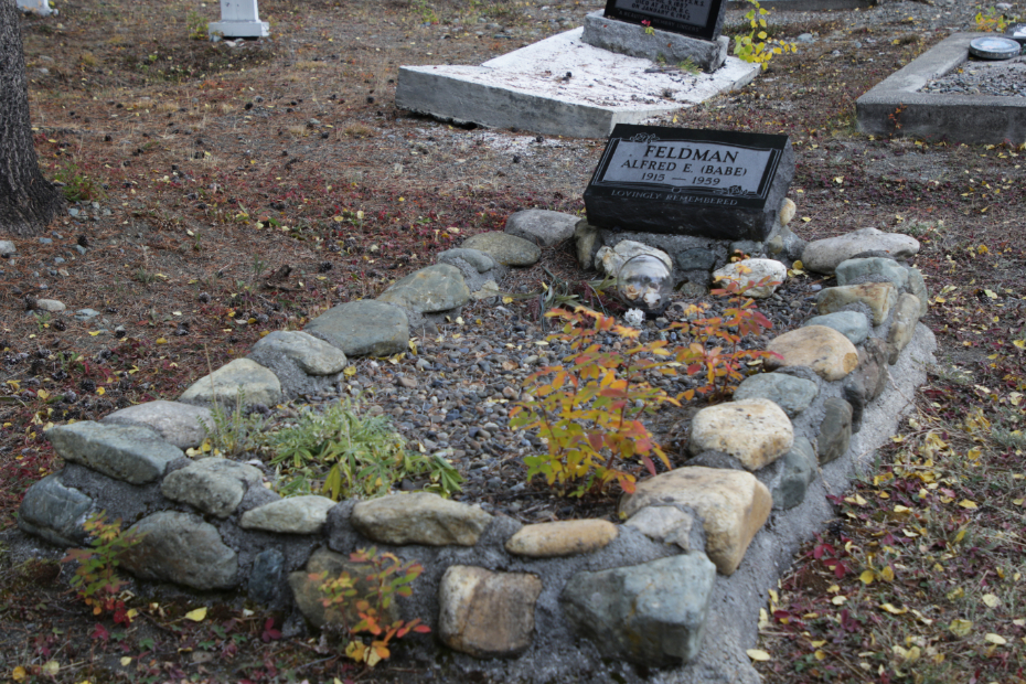 Grave of Alfred E. 'Babe' Feldman in the Atlin Cemetery, BC