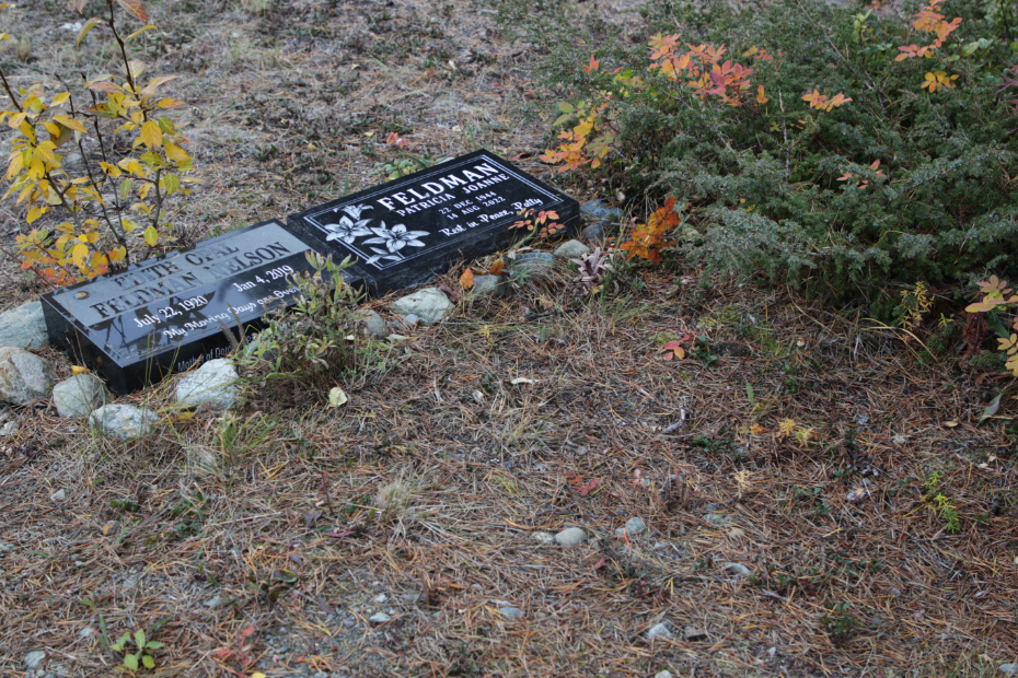 Grave of Patricia Joanne 'Patty' Feldman in the Atlin Cemetery, BC