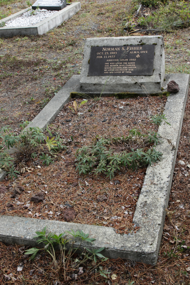 Grave of Norman S. Fisher in the Atlin Cemetery, BC