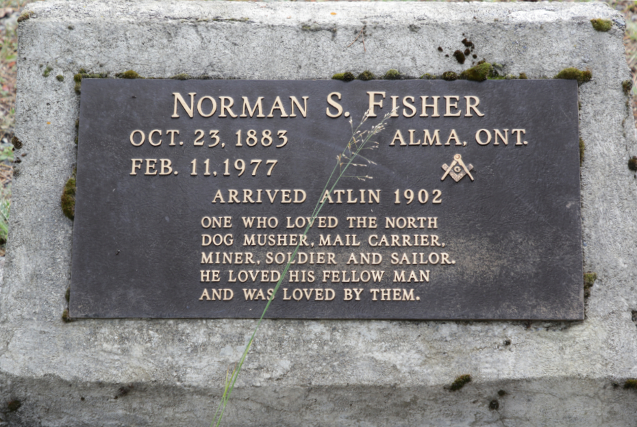 Grave of Norman S. Fisher in the Atlin Cemetery, BC