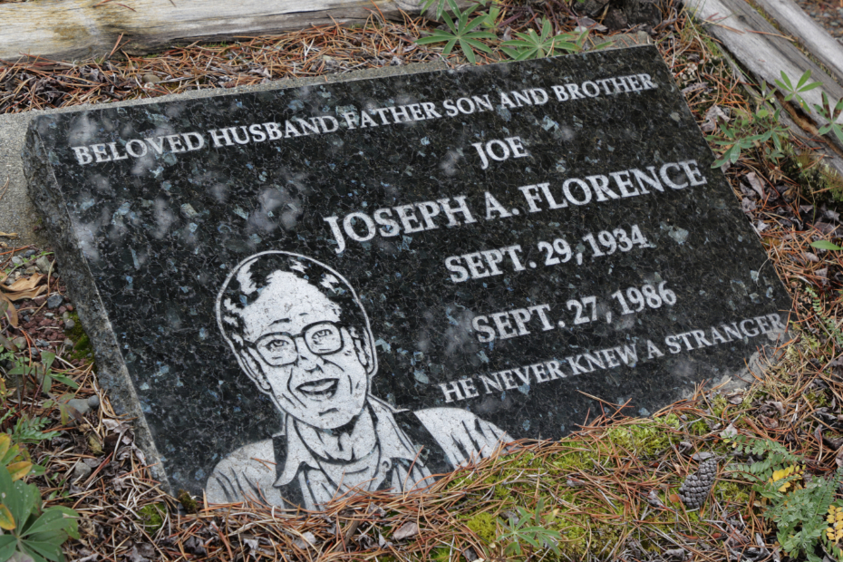 Grave of Joseph A. 'Joe' Florence in the Atlin Cemetery, BC