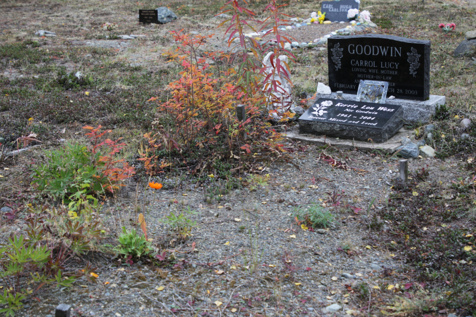 Grave of Carrol Lucy Goodwin in the Atlin Cemetery, BC